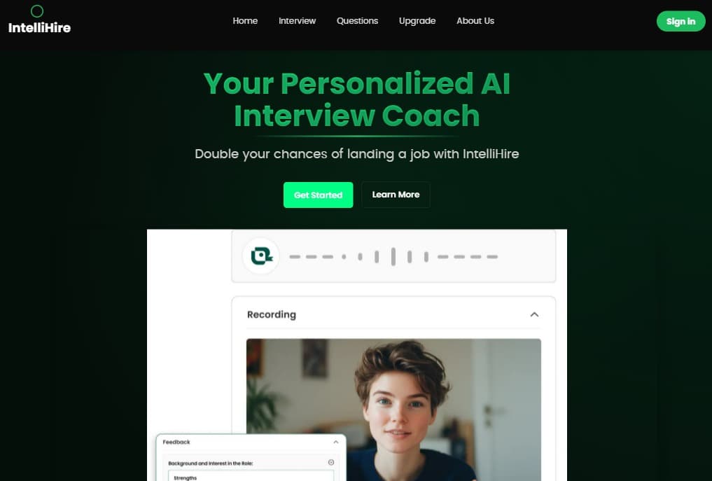 HireVerse – AI Mock Interview Platform Interface